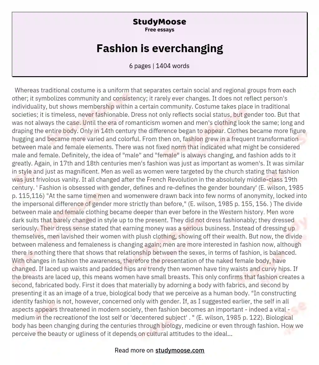 Fashion is everchanging essay