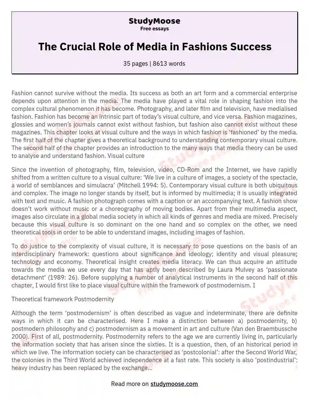 The Crucial Role of Media in Fashions Success essay