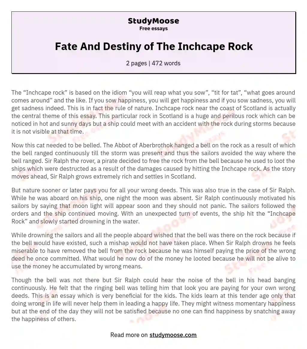 Fate And Destiny of The Inchcape Rock essay