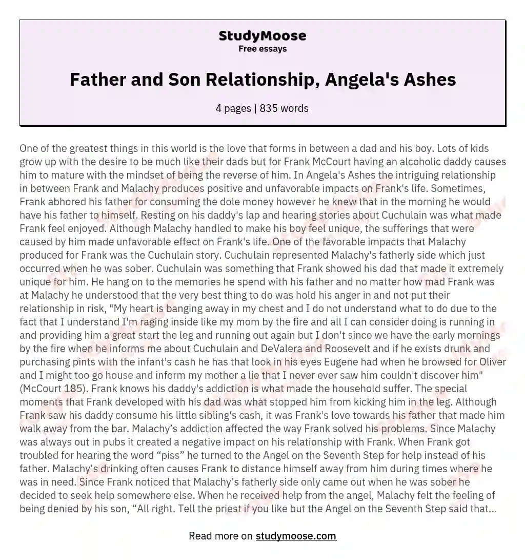 Father and Son Relationship, Angela's Ashes