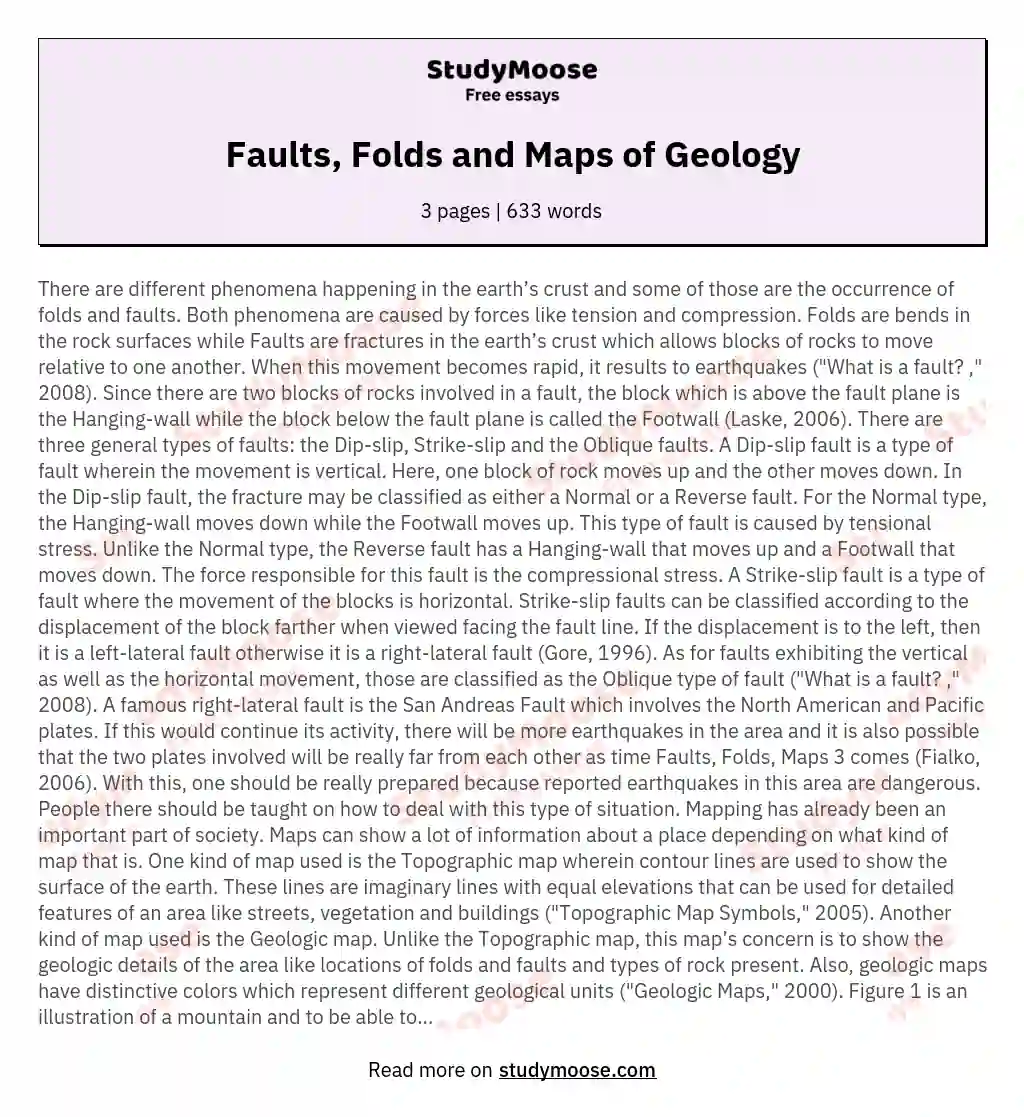 Faults, Folds and Maps of Geology essay