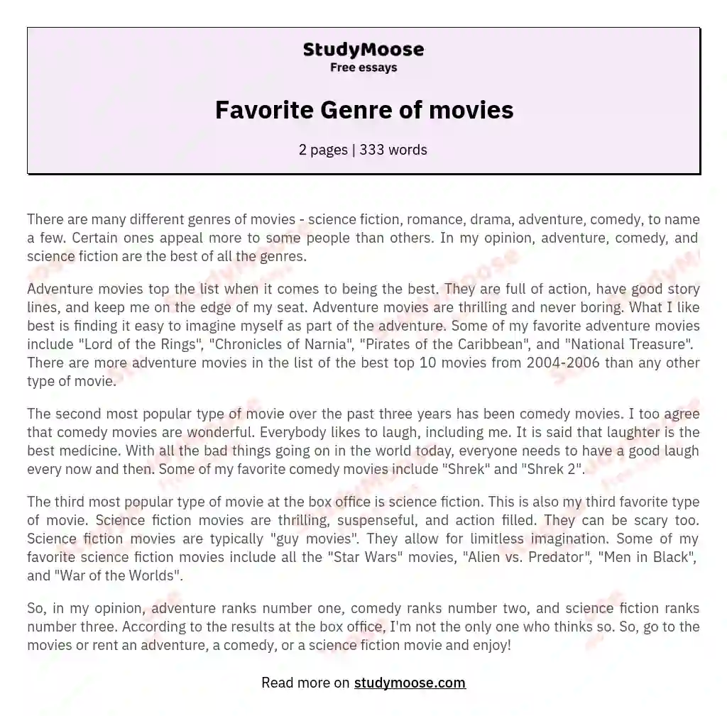 Favorite Genre of movies