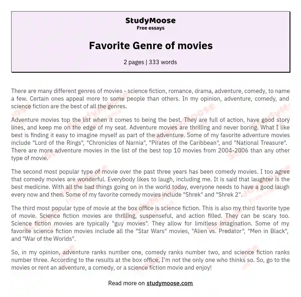 opinion on movies essay