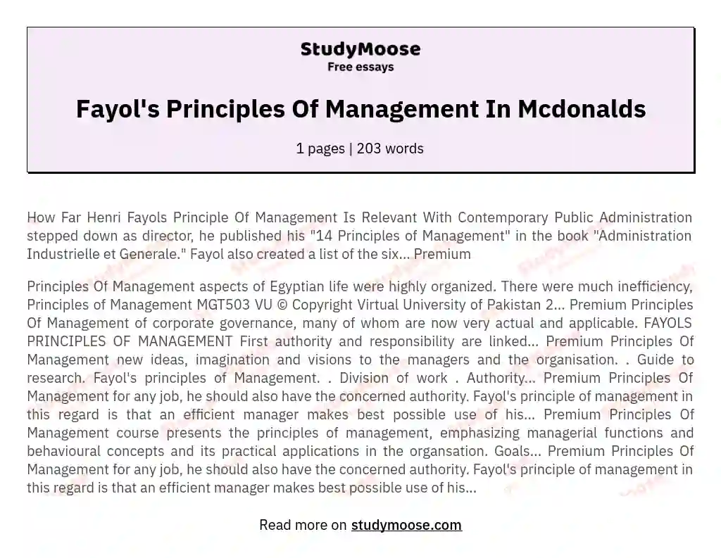essay questions on principles of management