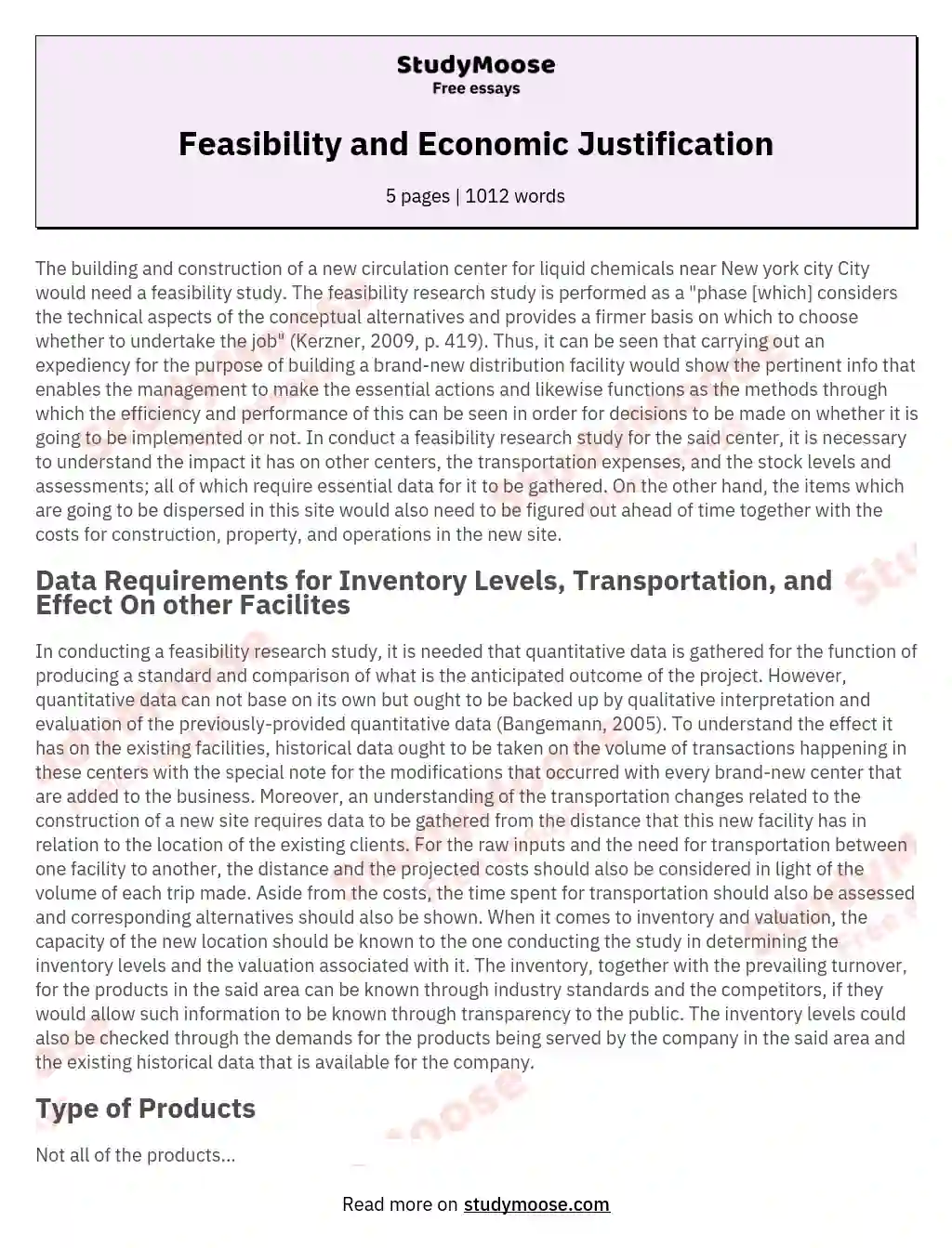 Feasibility and Economic Justification essay