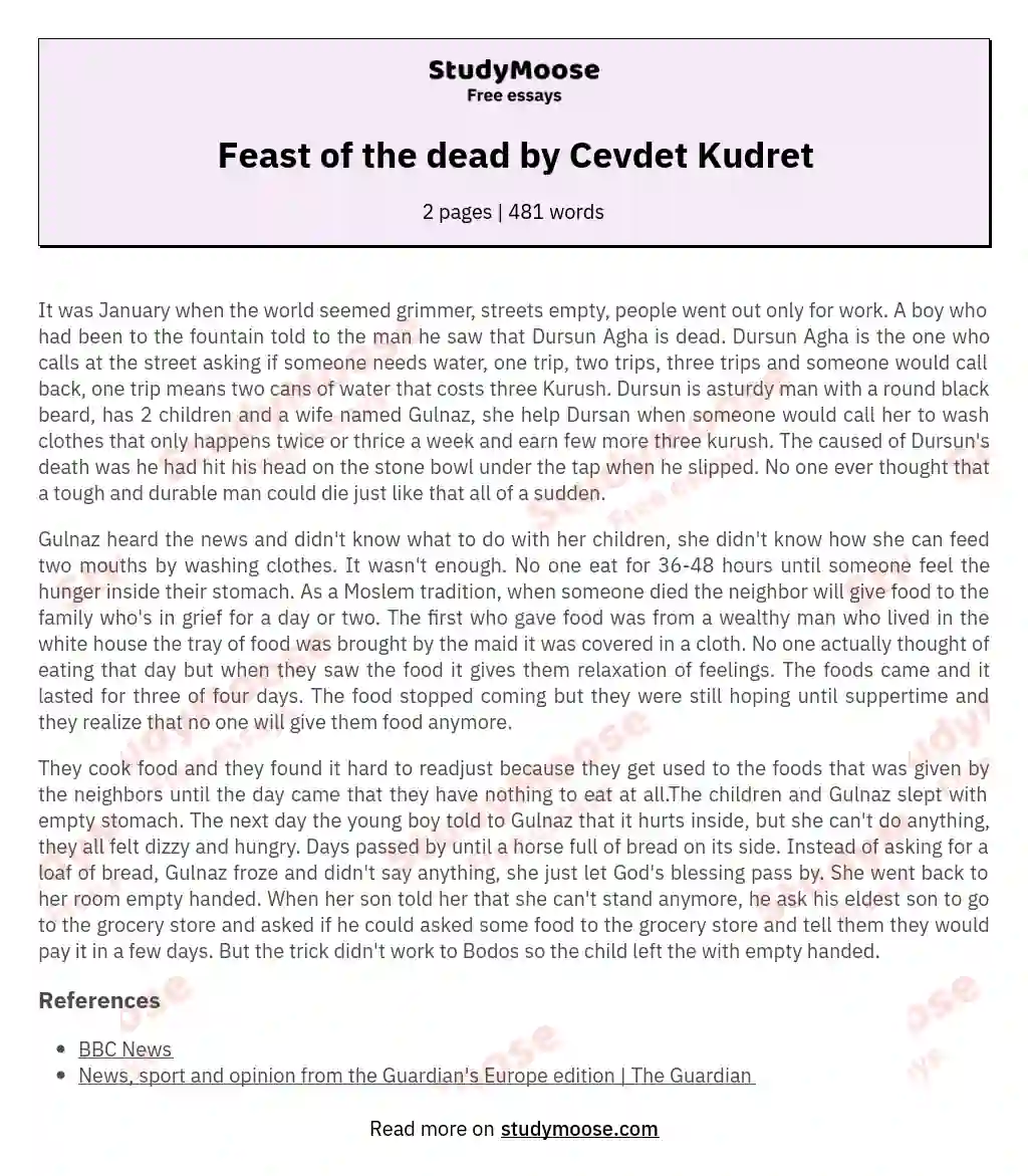 Feast of the dead by Cevdet Kudret essay