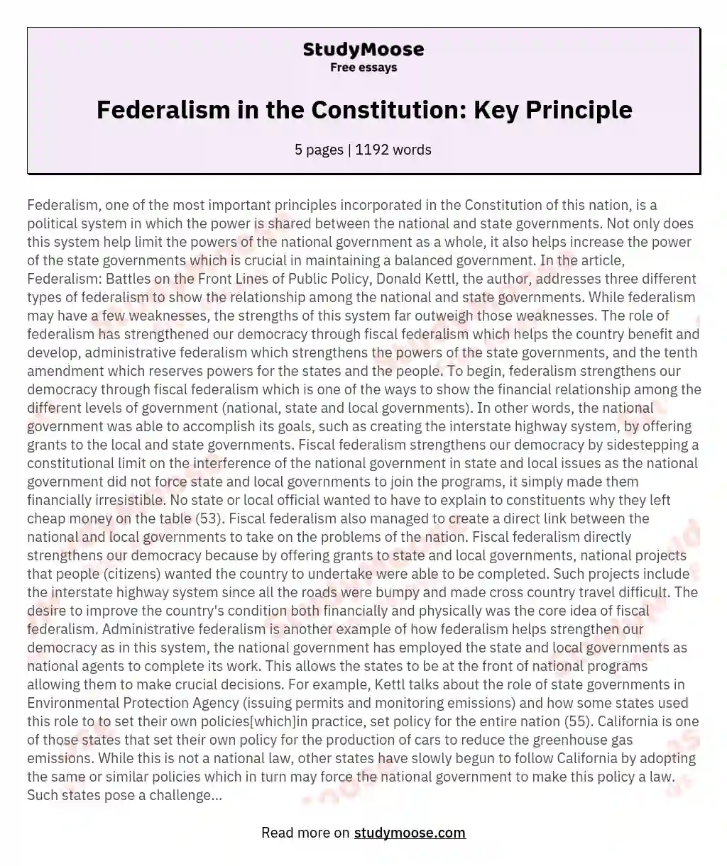 essay on federalism and development