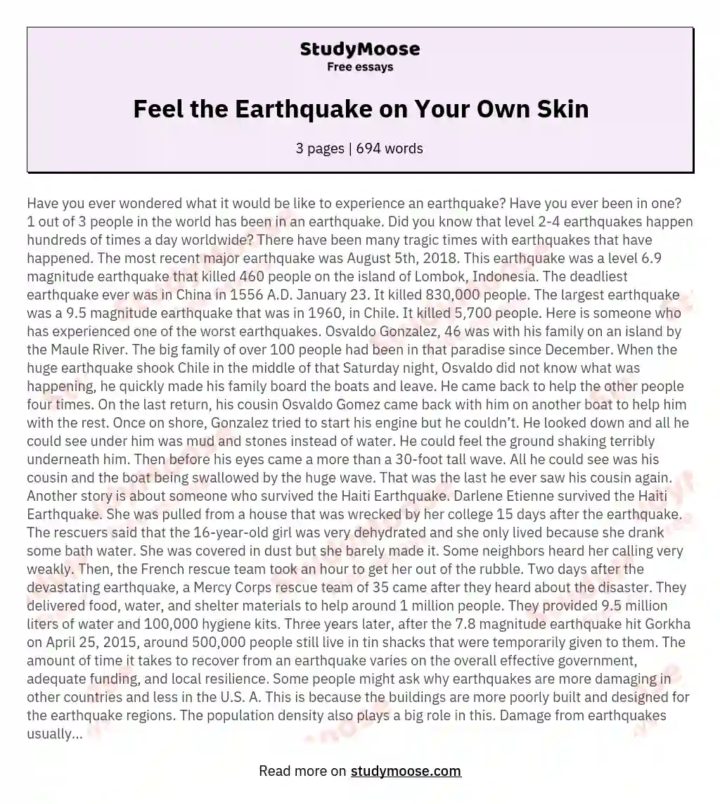 Feel the Earthquake on Your Own Skin essay