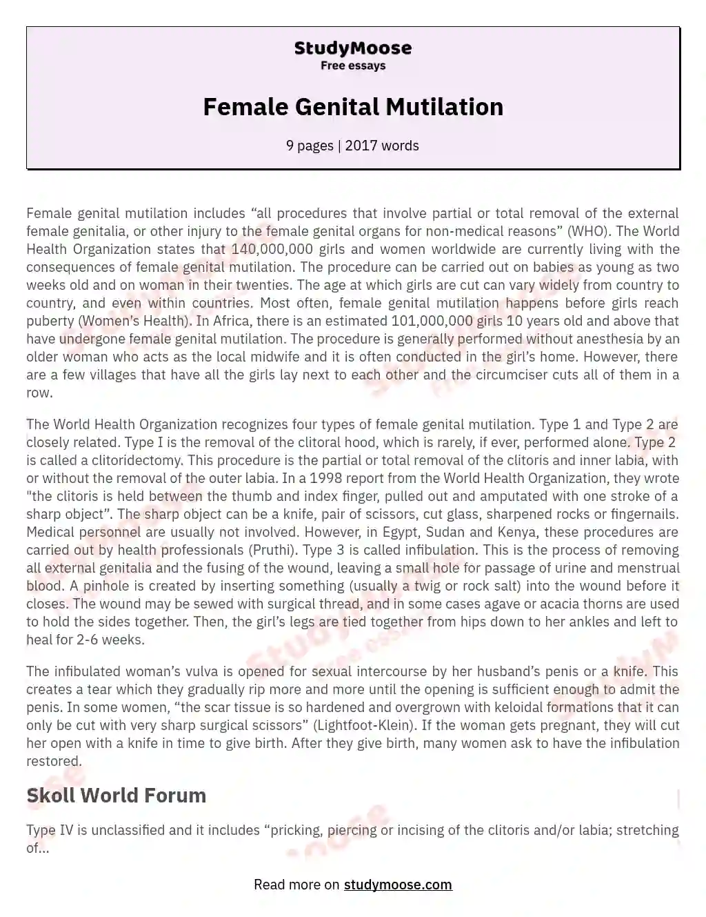 Female Genital Mutilation essay