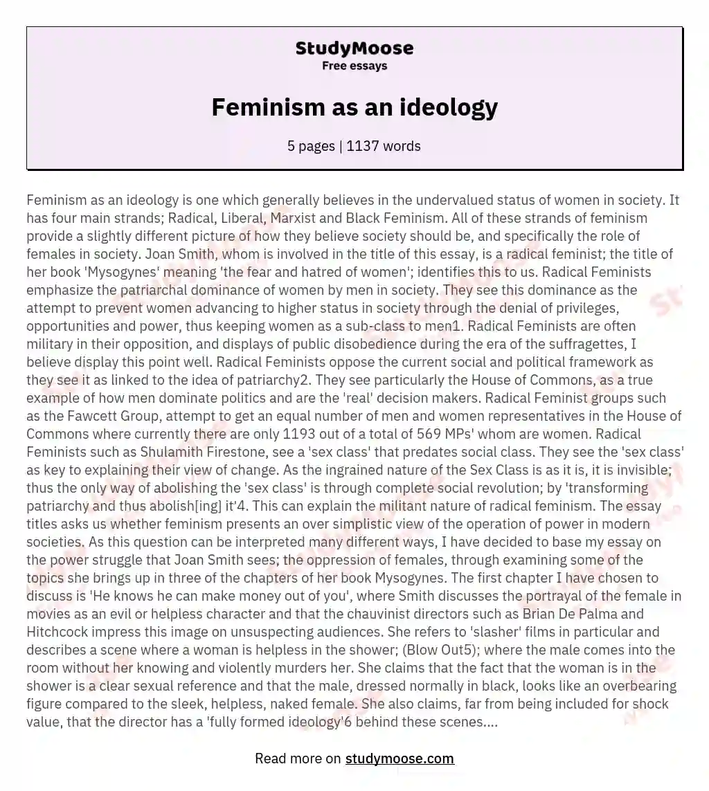 Feminism as an ideology essay