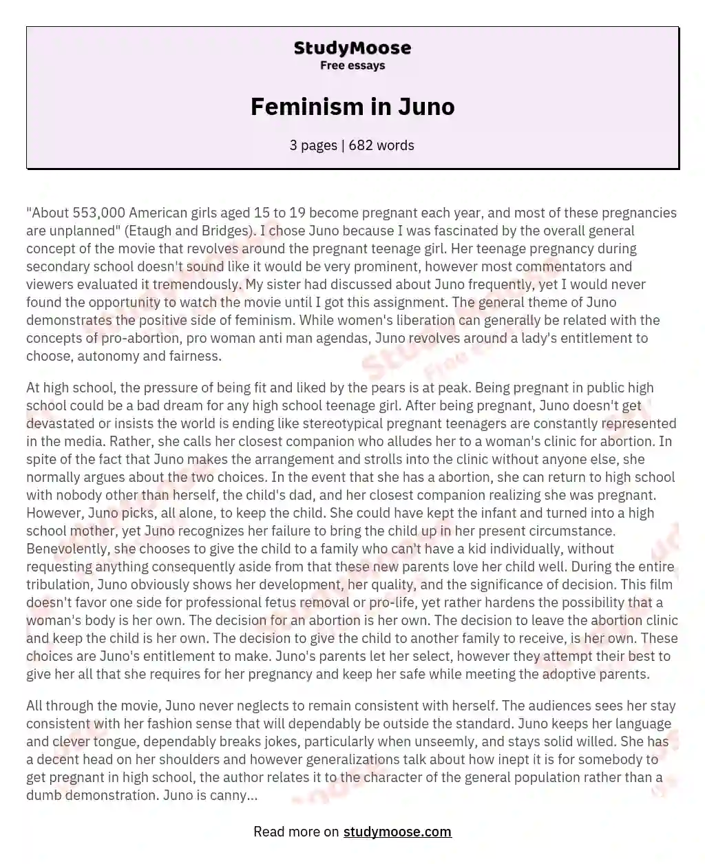 Feminism in Juno