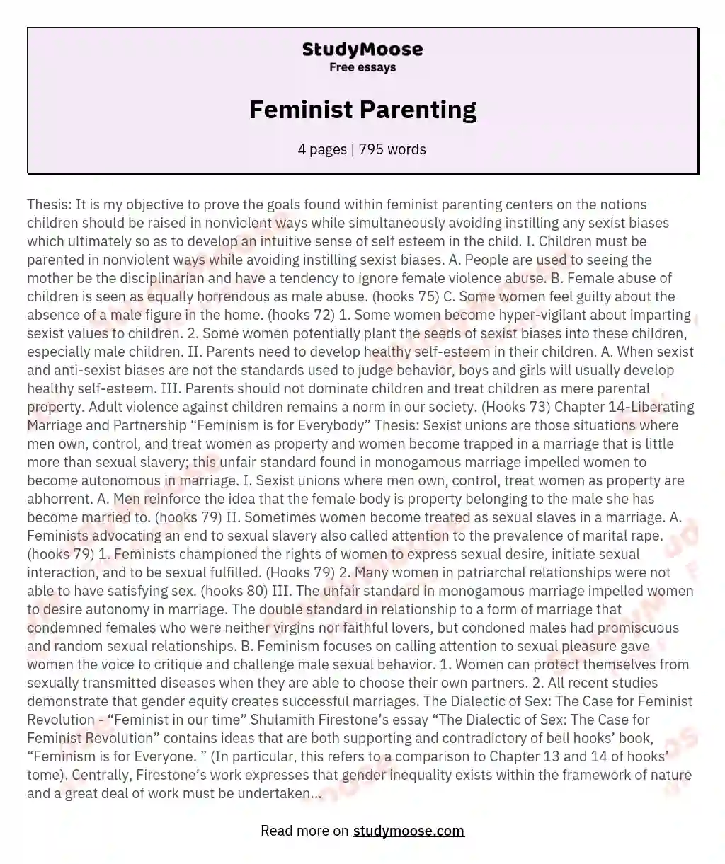 Feminist Parenting essay