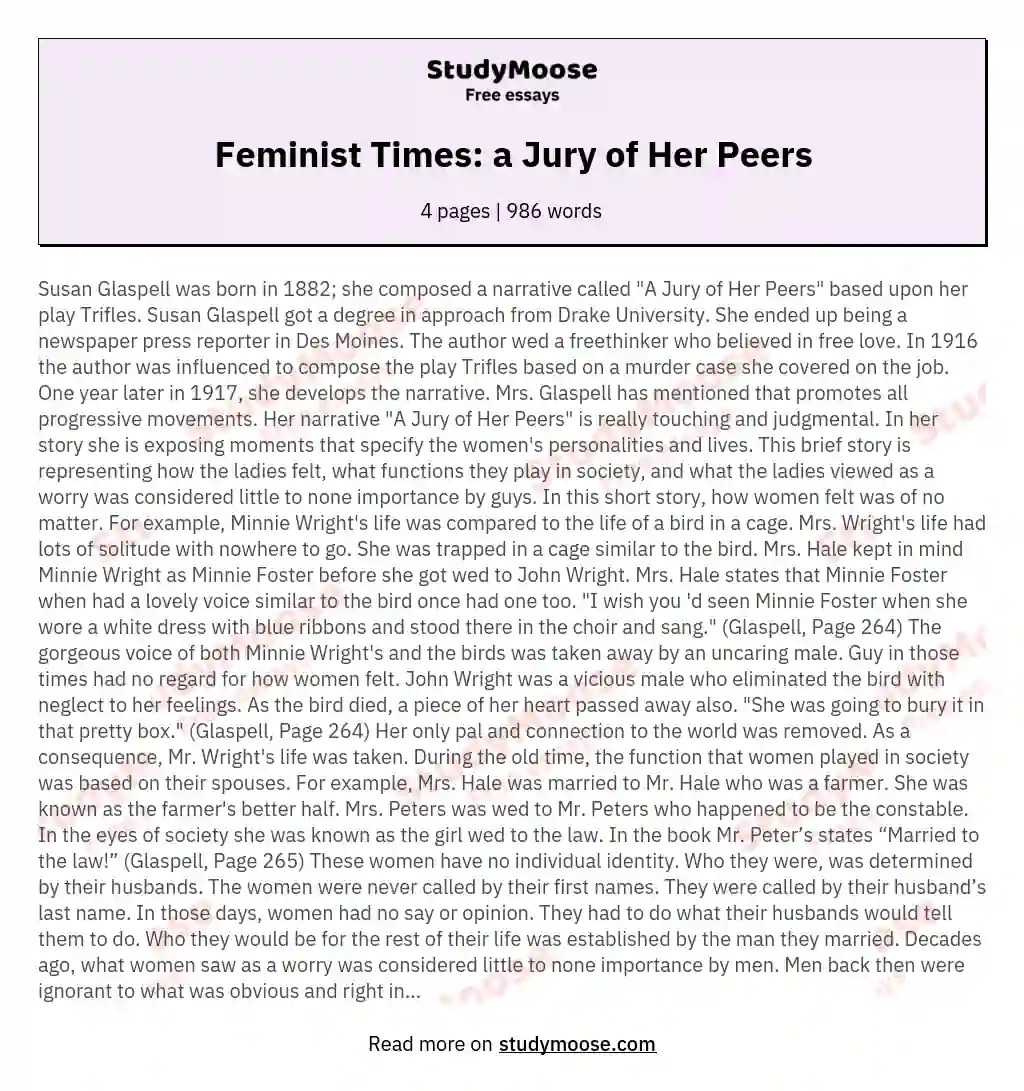Feminist Times: a Jury of Her Peers essay