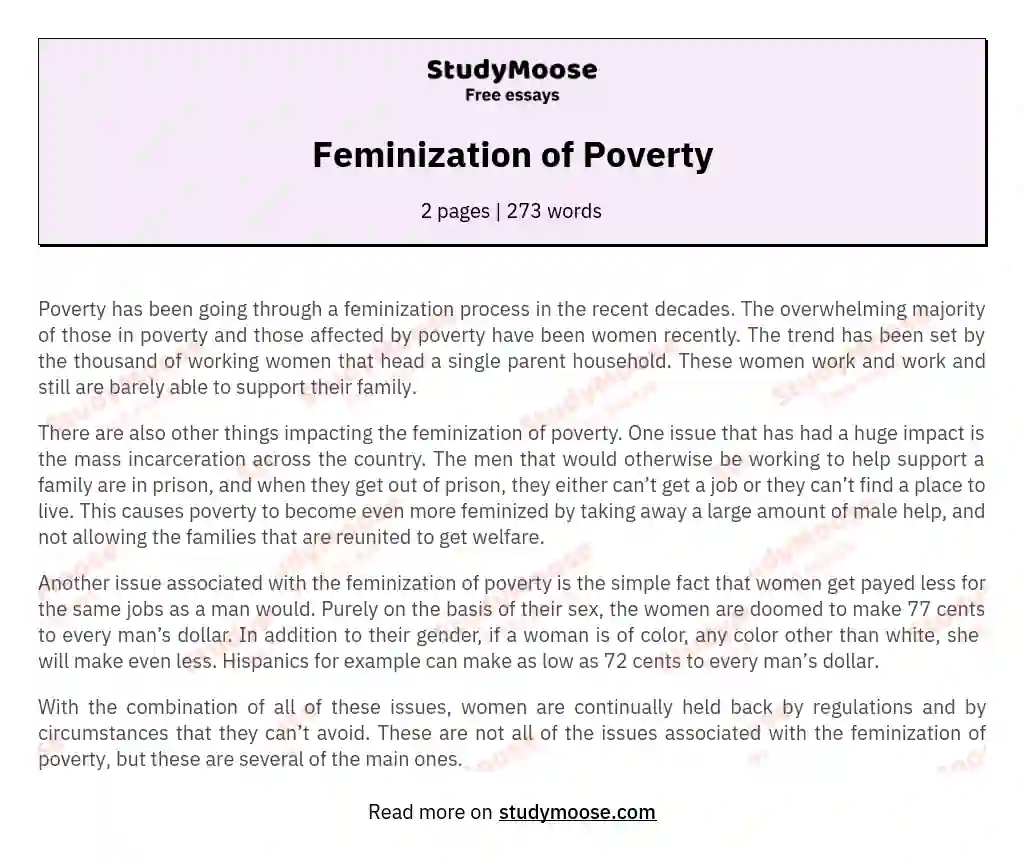 Feminization of Poverty essay