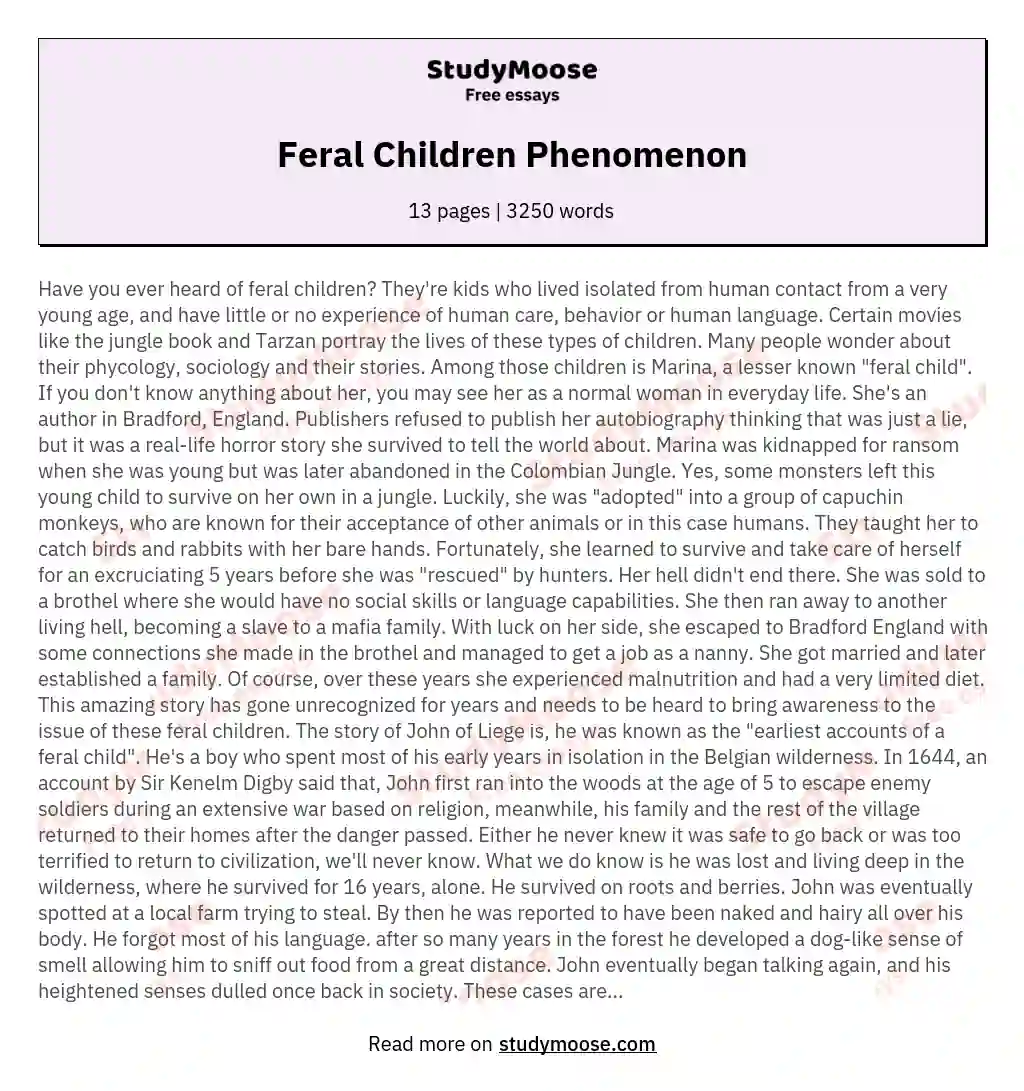Feral Children Phenomenon