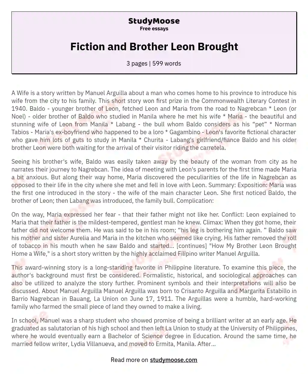 Fiction and Brother Leon Brought