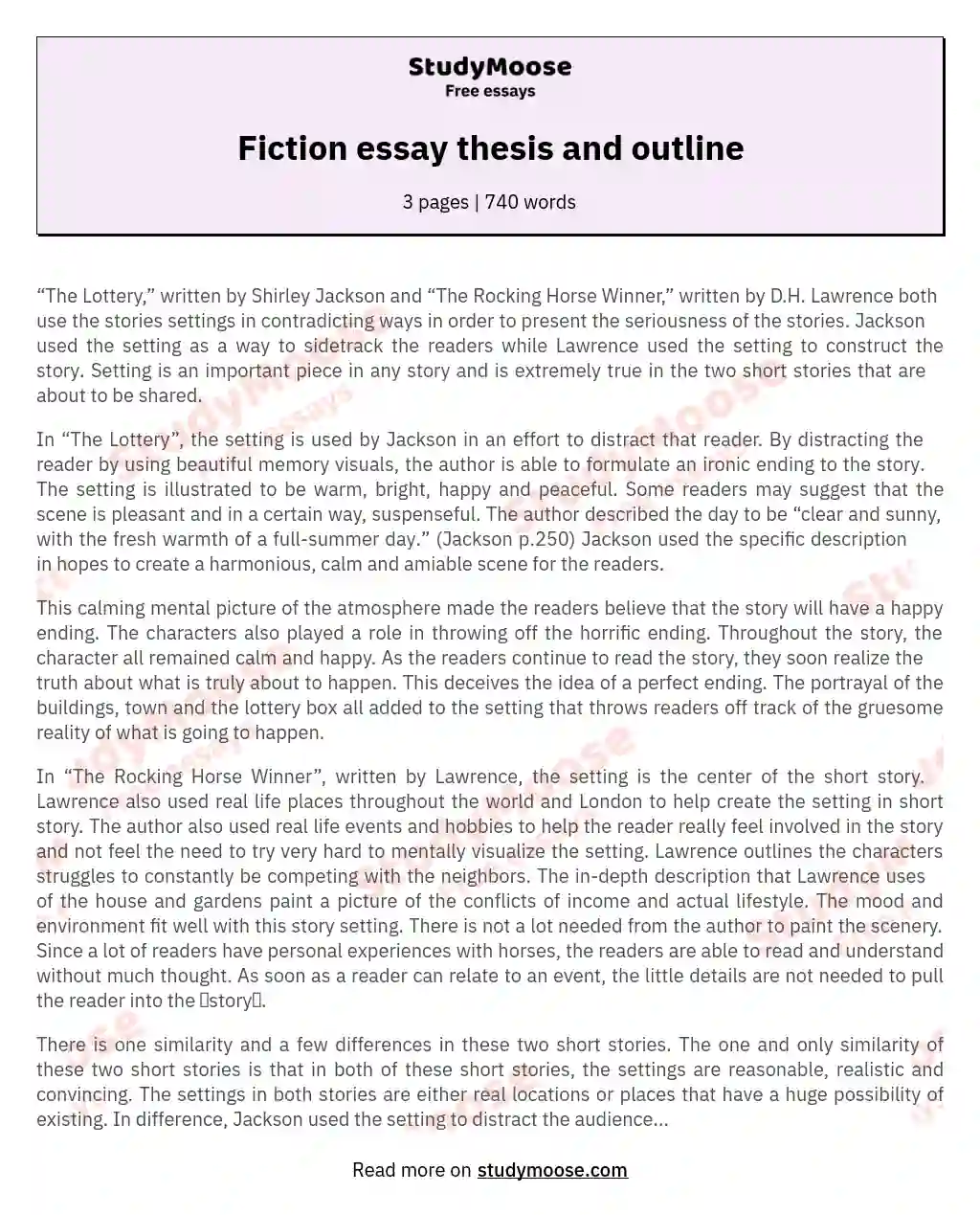 fiction essay thesis
