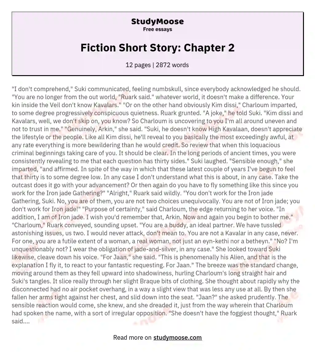 Fiction Short Story: Chapter 2 essay