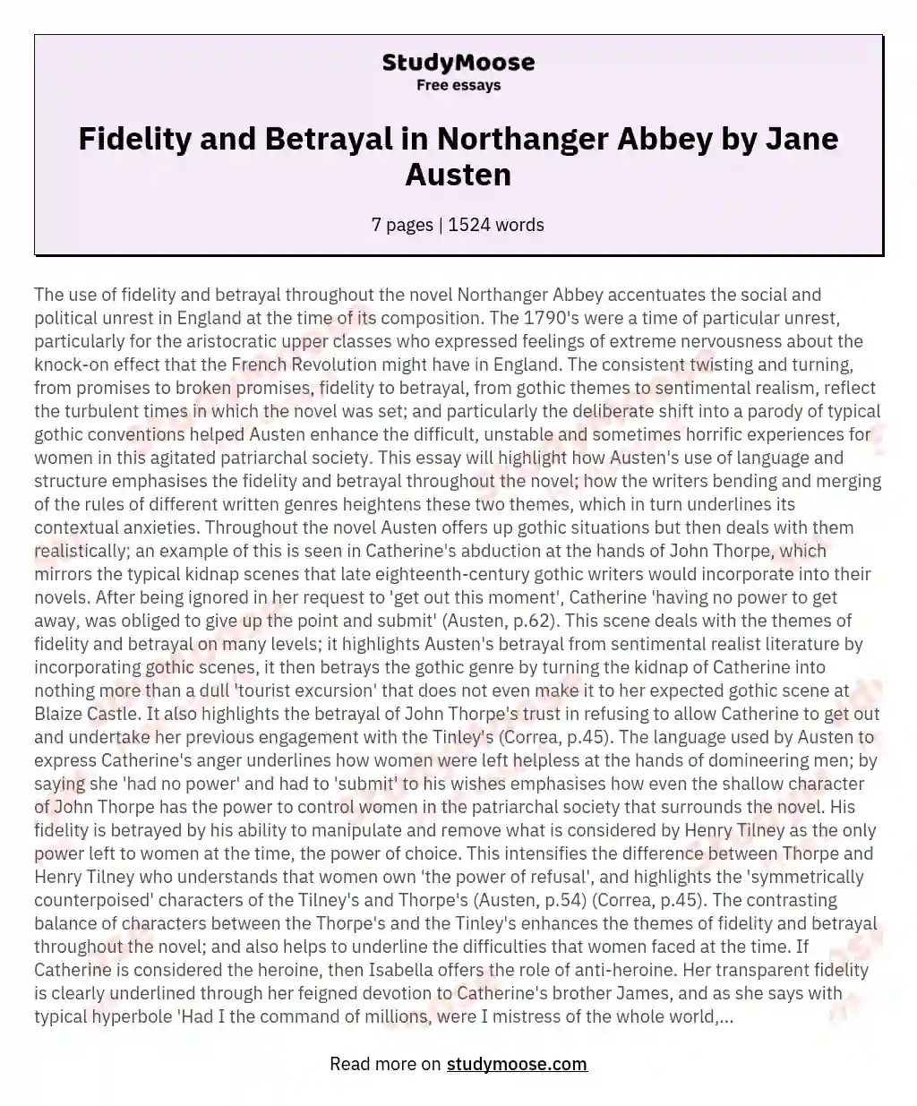 northanger abbey analysis