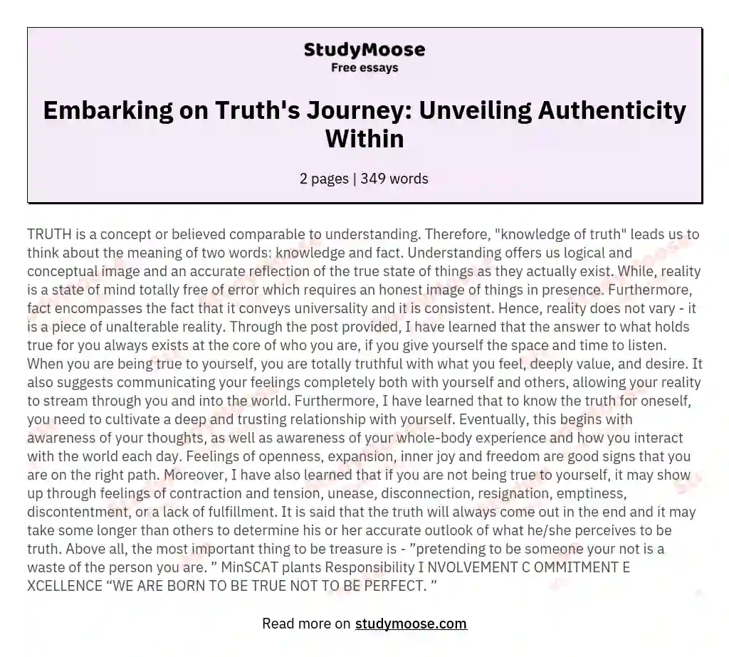 Embarking on Truth's Journey: Unveiling Authenticity Within essay