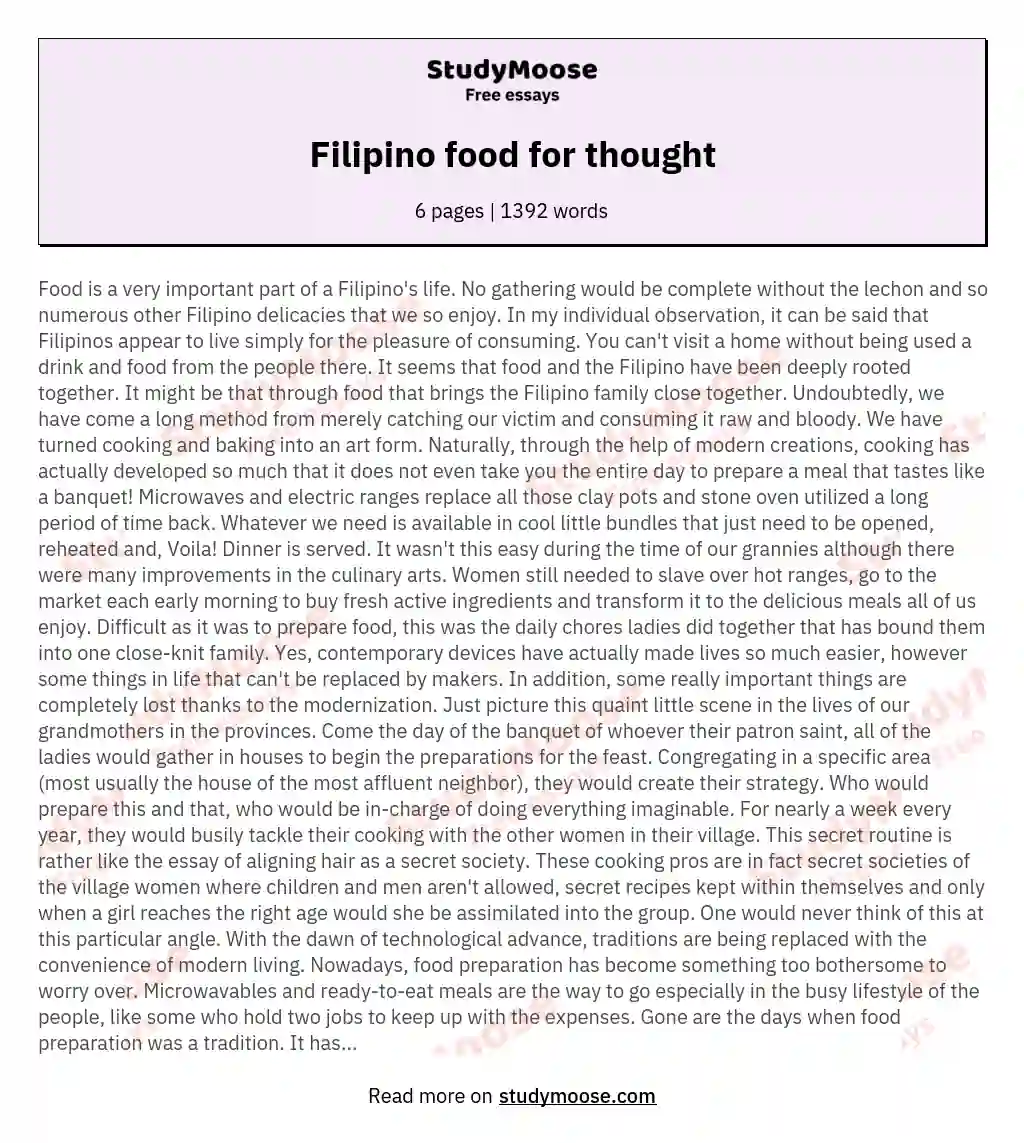 Filipino food for thought essay