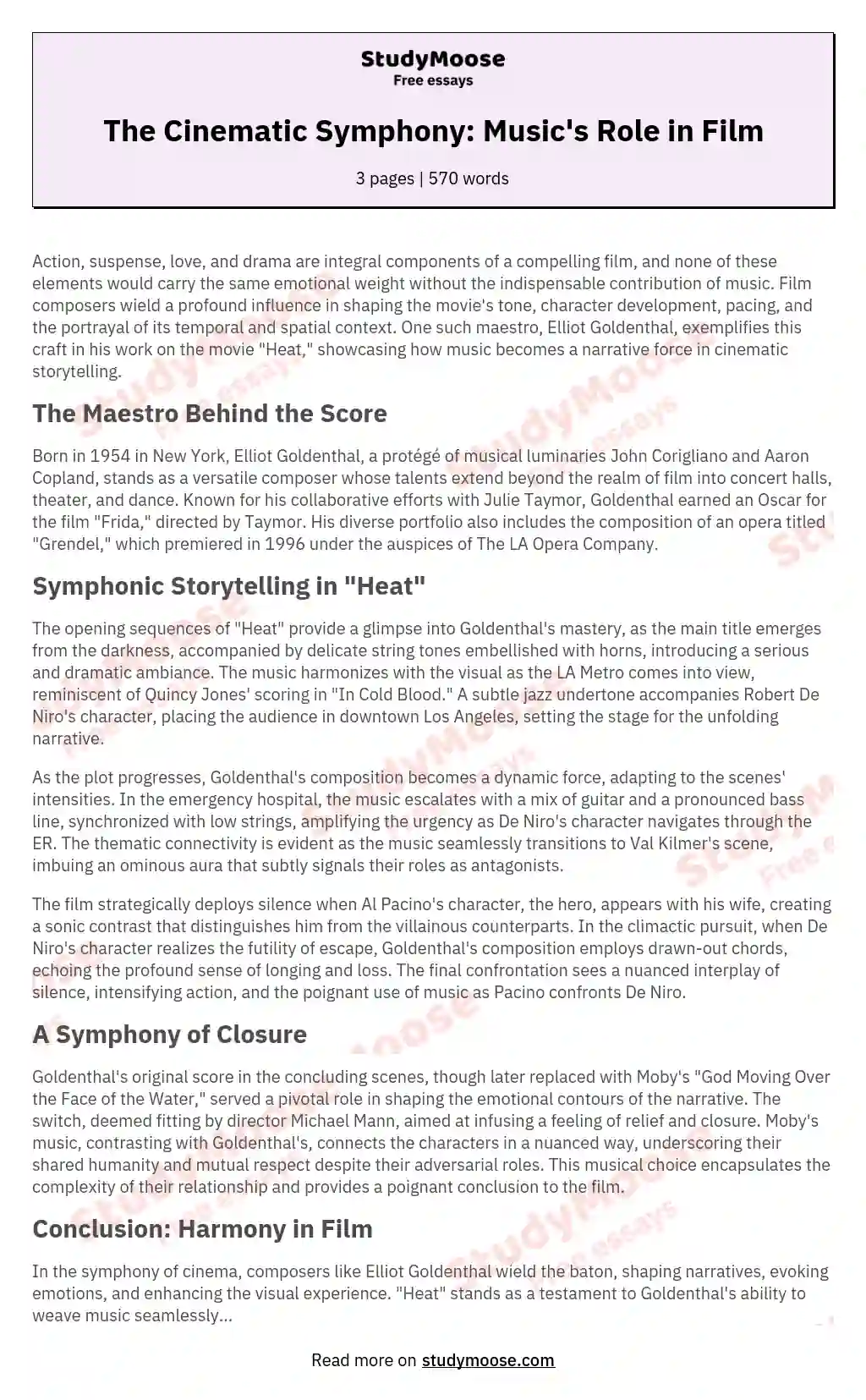 The Cinematic Symphony Music s Role In Film Free Essay Example