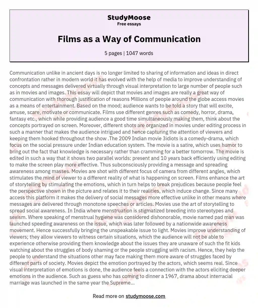 Films as a Way of Communication essay