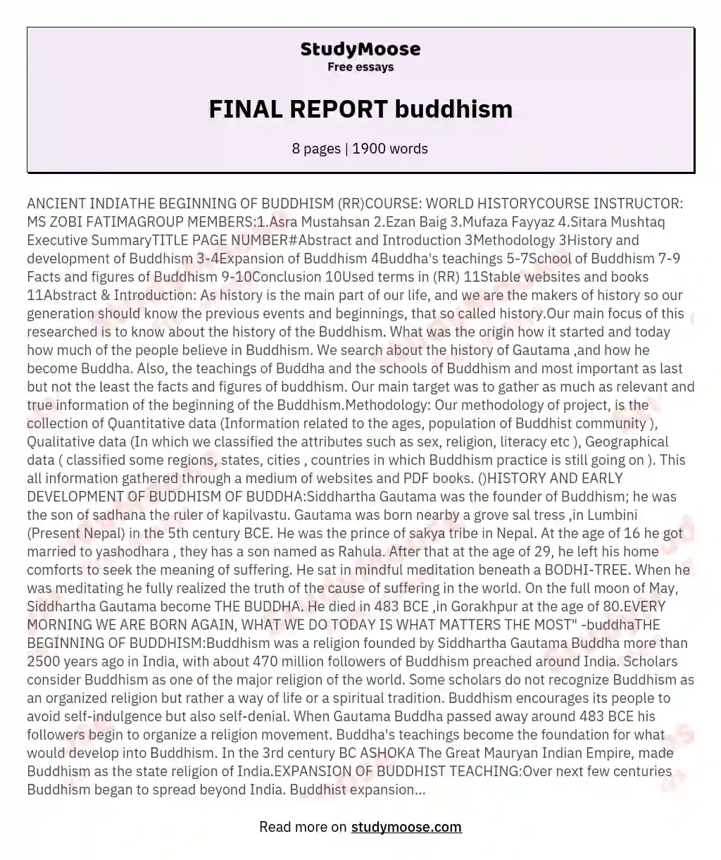 FINAL REPORT buddhism essay
