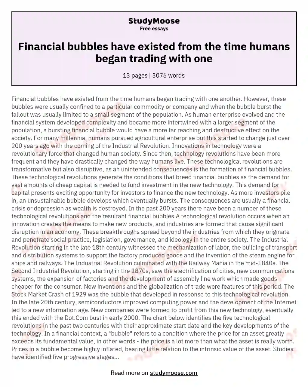 Financial bubbles have existed from the time humans began trading with one