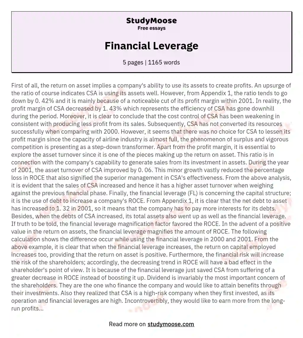 Financial Leverage essay