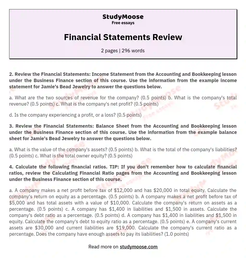 Financial Statements Review