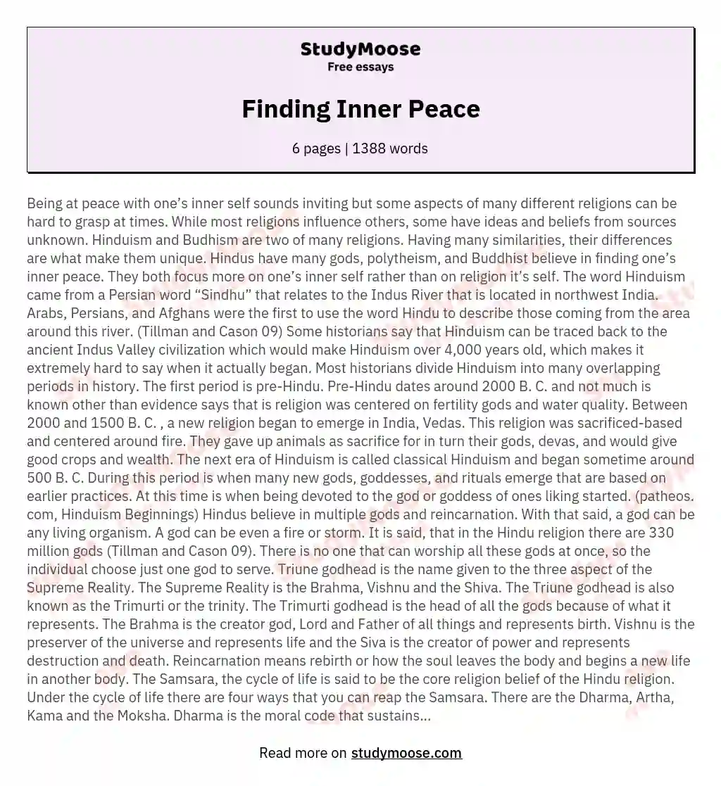 Finding Inner Peace essay