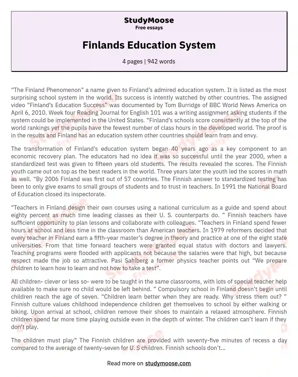 Finlands Education System
