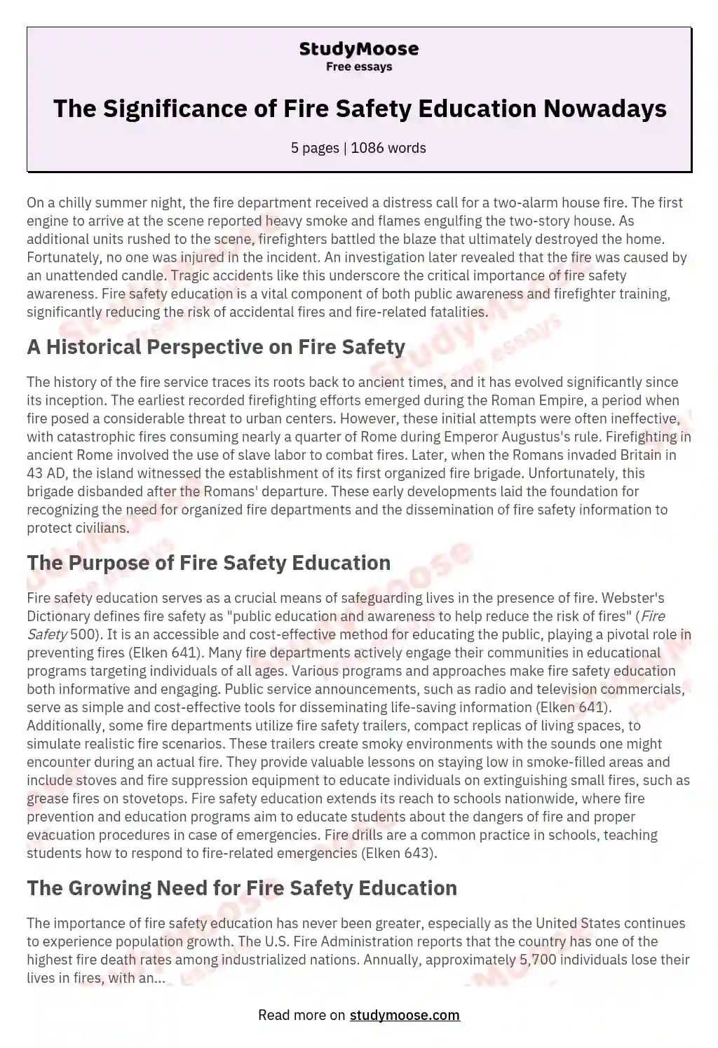 essay on fire service