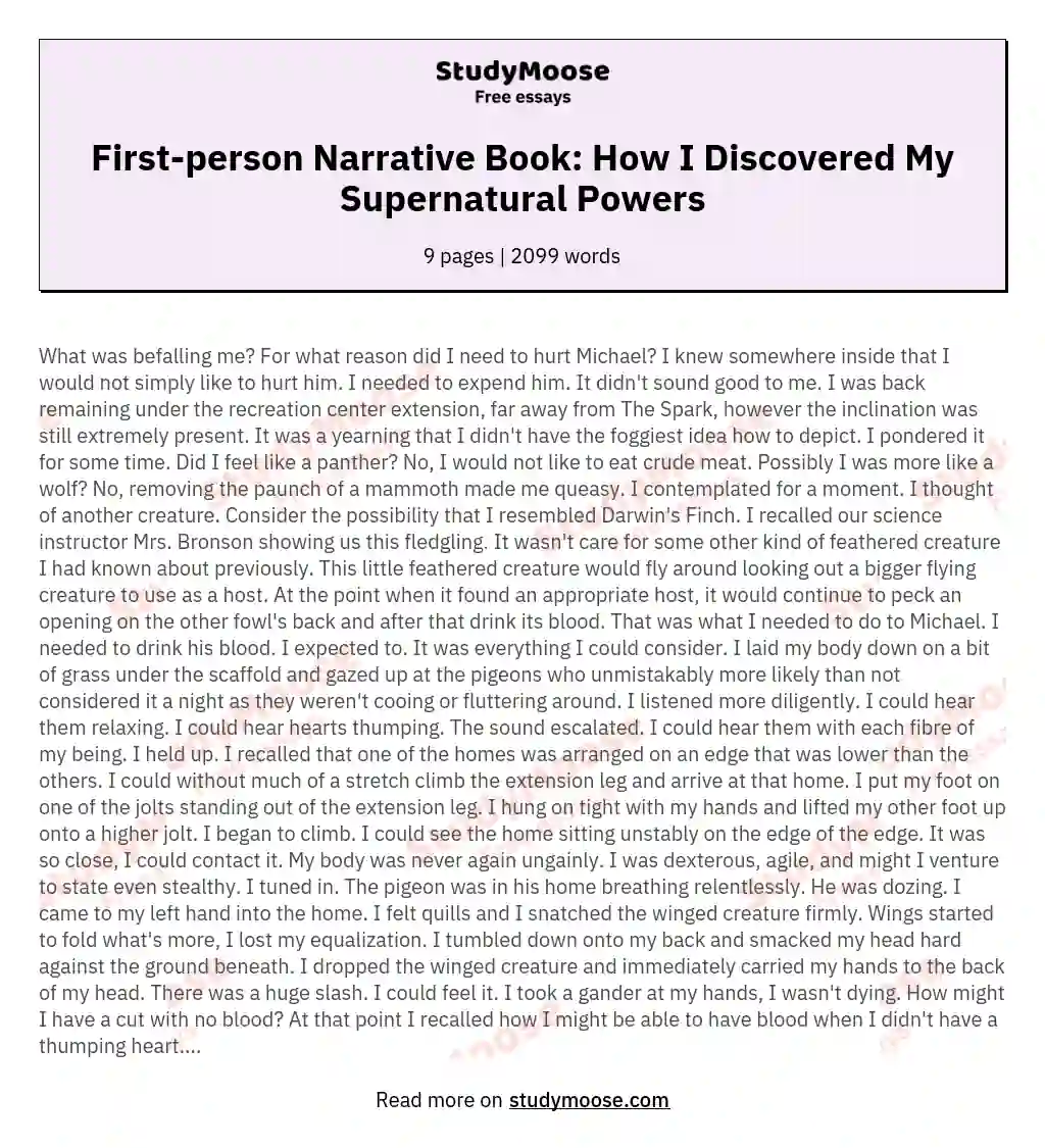 First-person Narrative Book: How I Discovered My Supernatural Powers