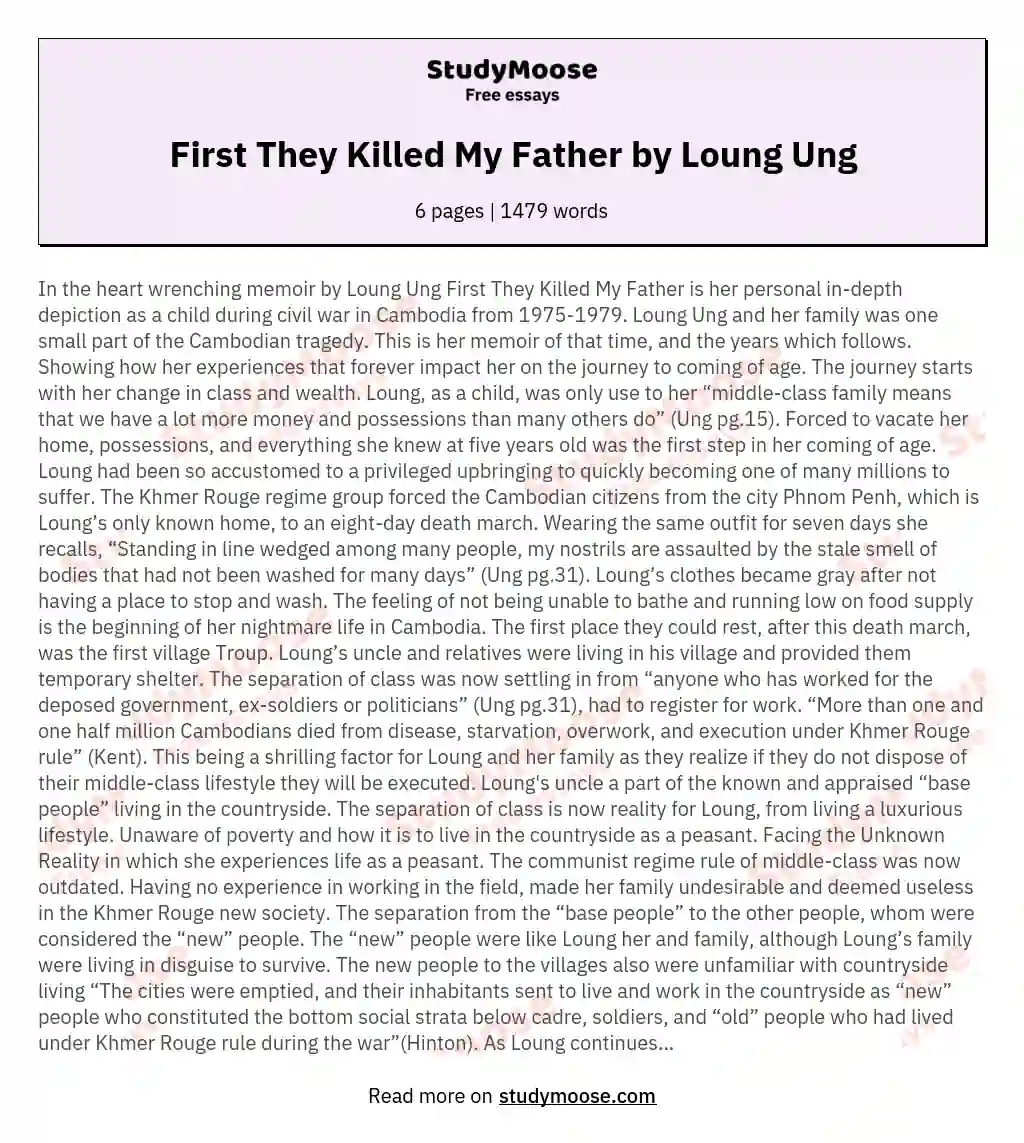 First They Killed My Father by Loung Ung essay