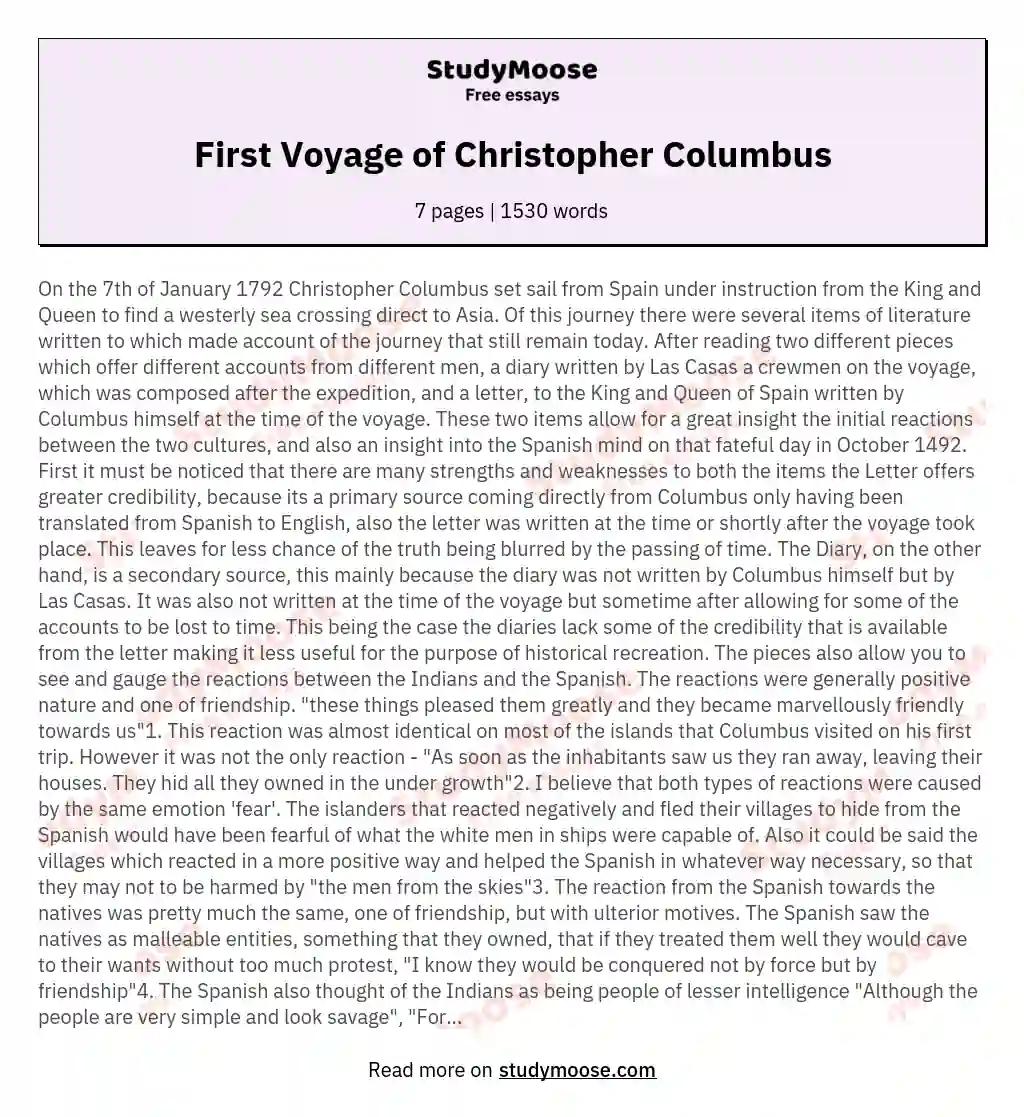 First Voyage of Christopher Columbus