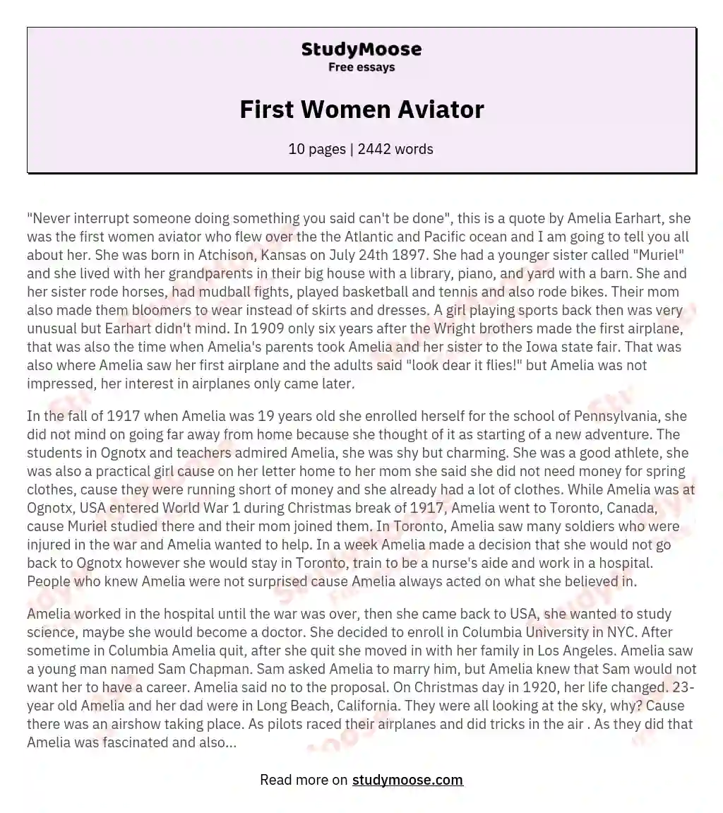 First Women Aviator