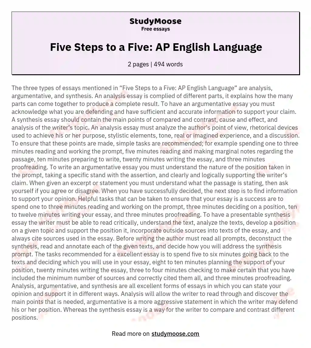 Five Steps to a Five: AP English Language