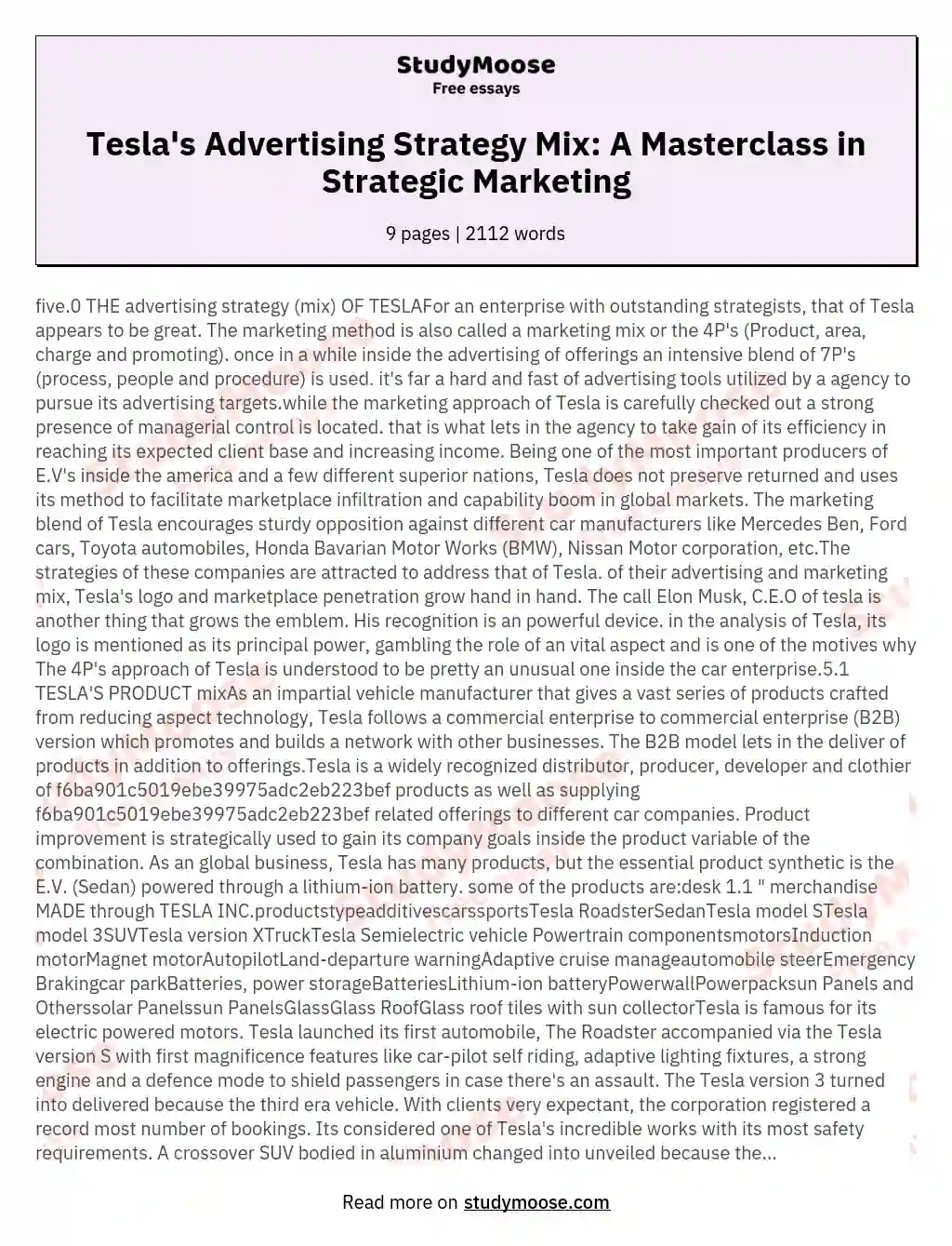 Tesla's Advertising Strategy Mix: A Masterclass in Strategic Marketing essay