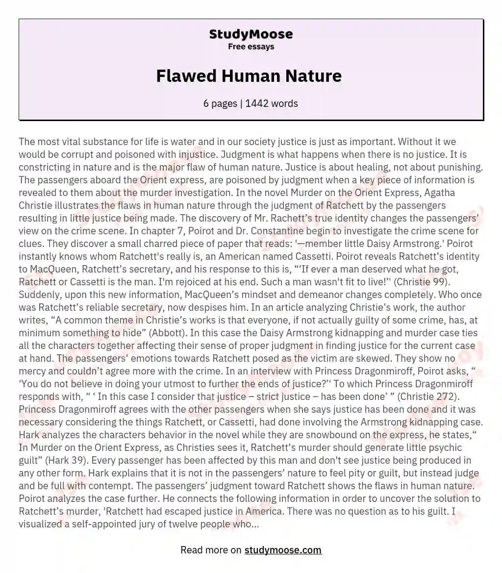 Flawed Human Nature  essay