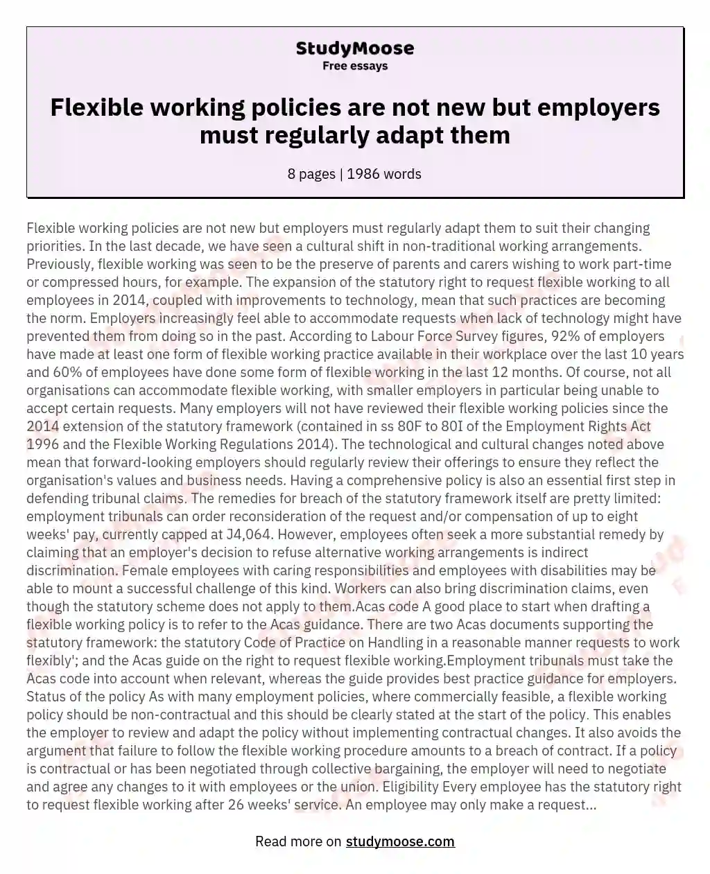Flexible working policies are not new but employers must regularly adapt them