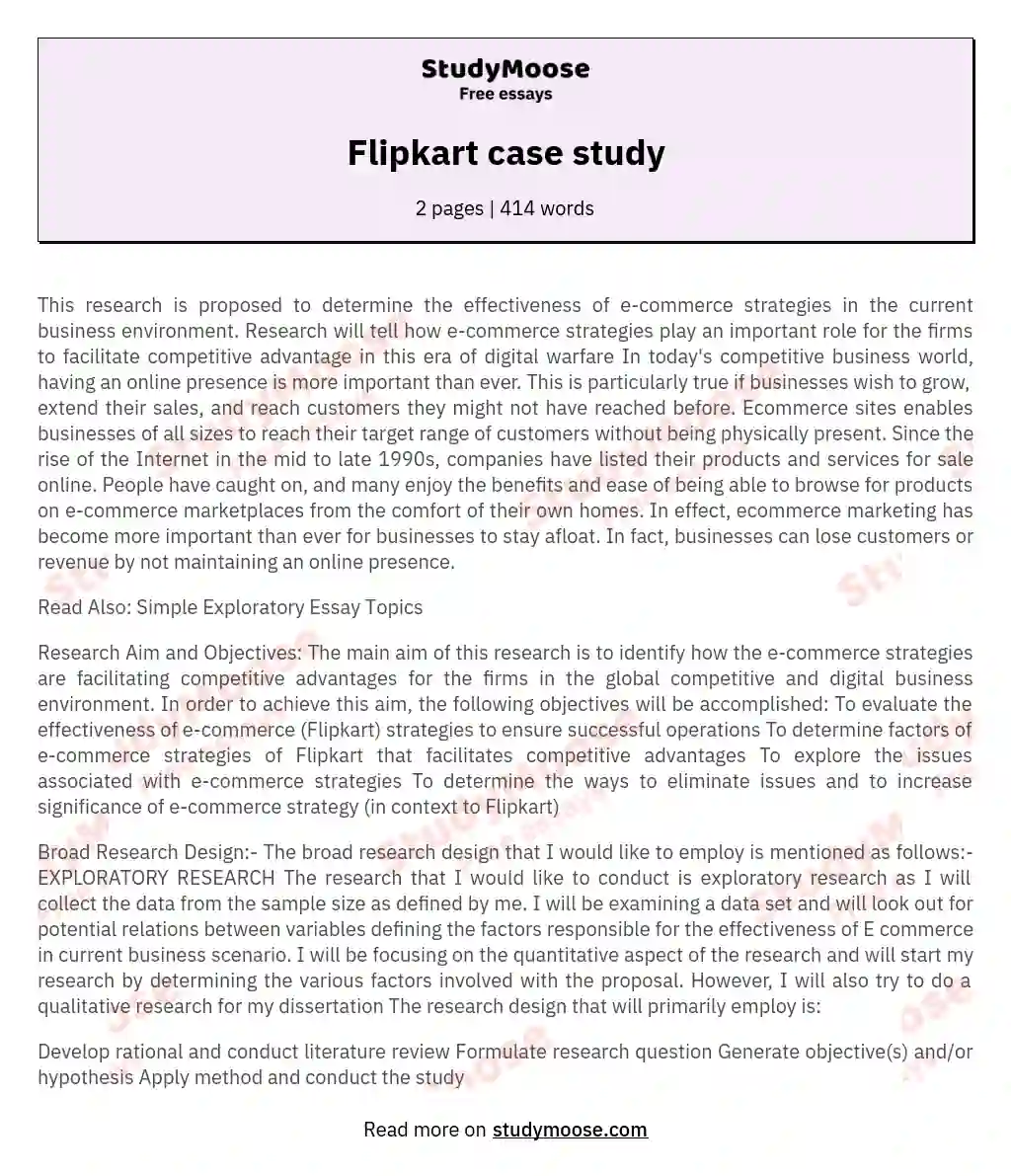Flipkart case study essay