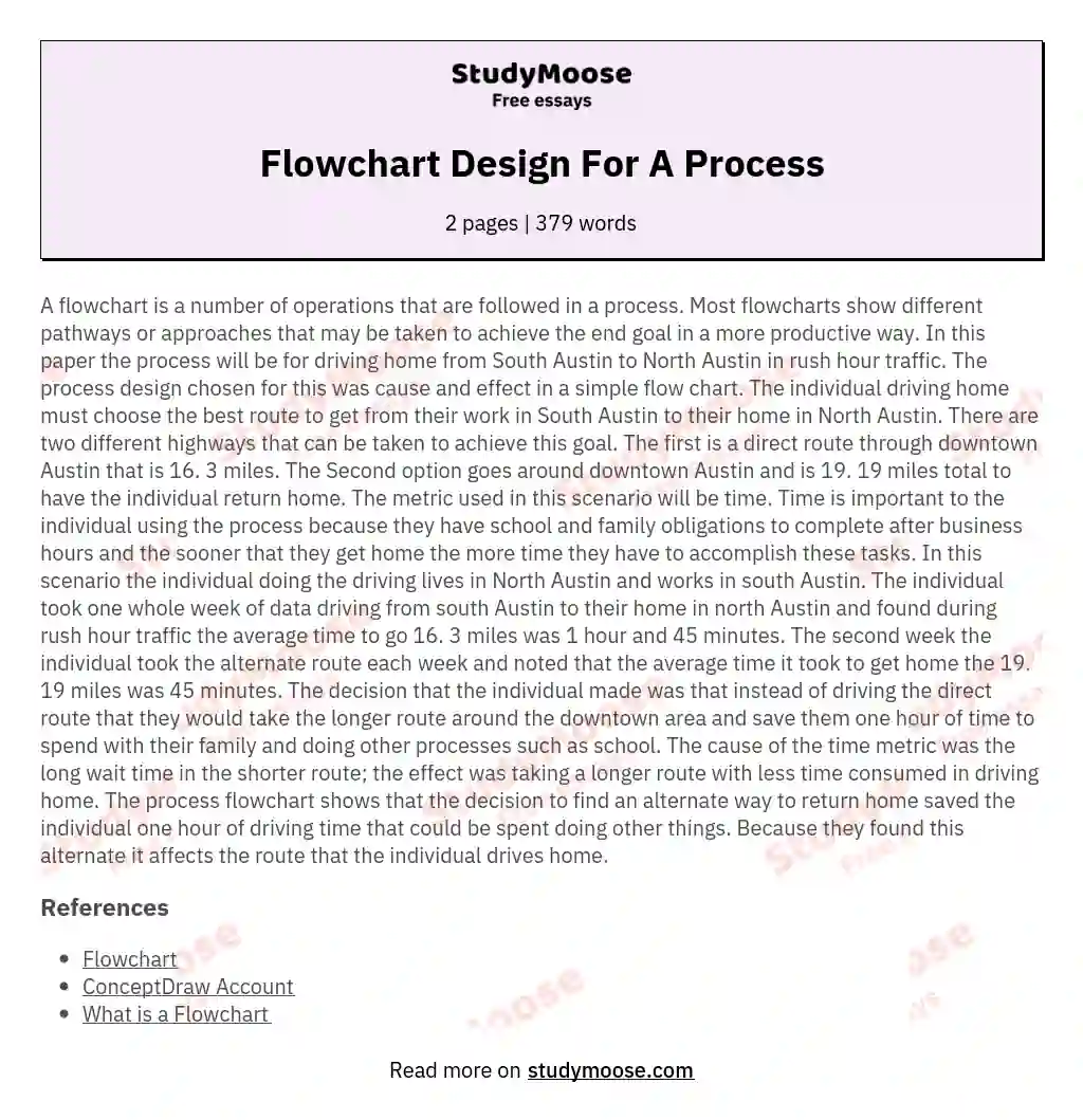 Flowchart Design For A Process essay