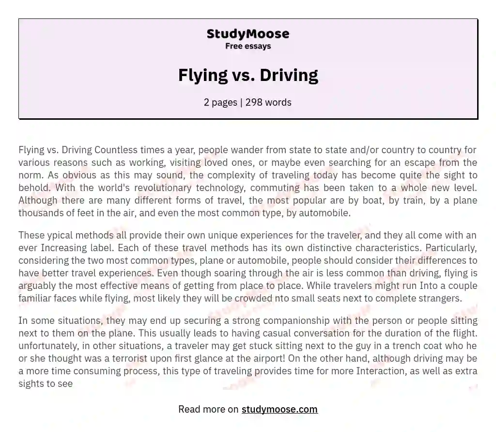 Flying vs. Driving essay