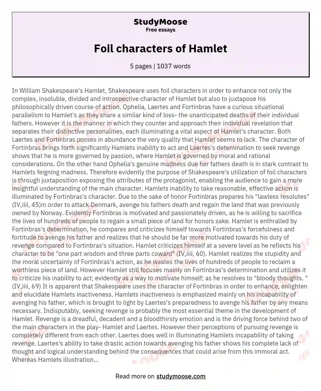 Foil characters of Hamlet