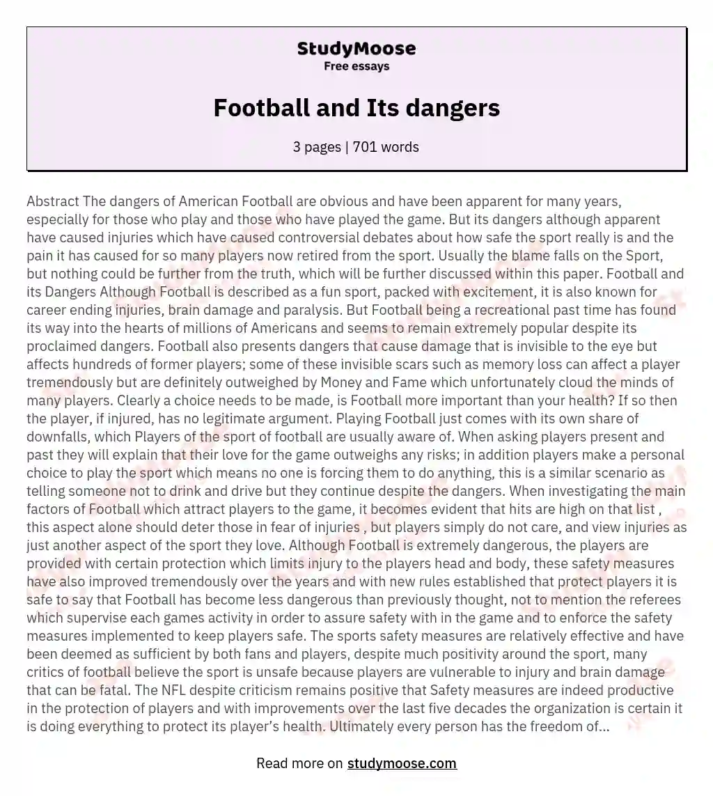 Football and Its dangers