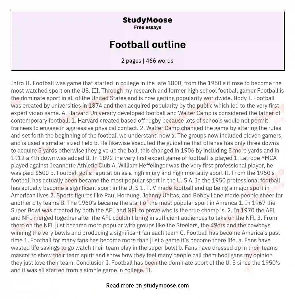 Football outline essay