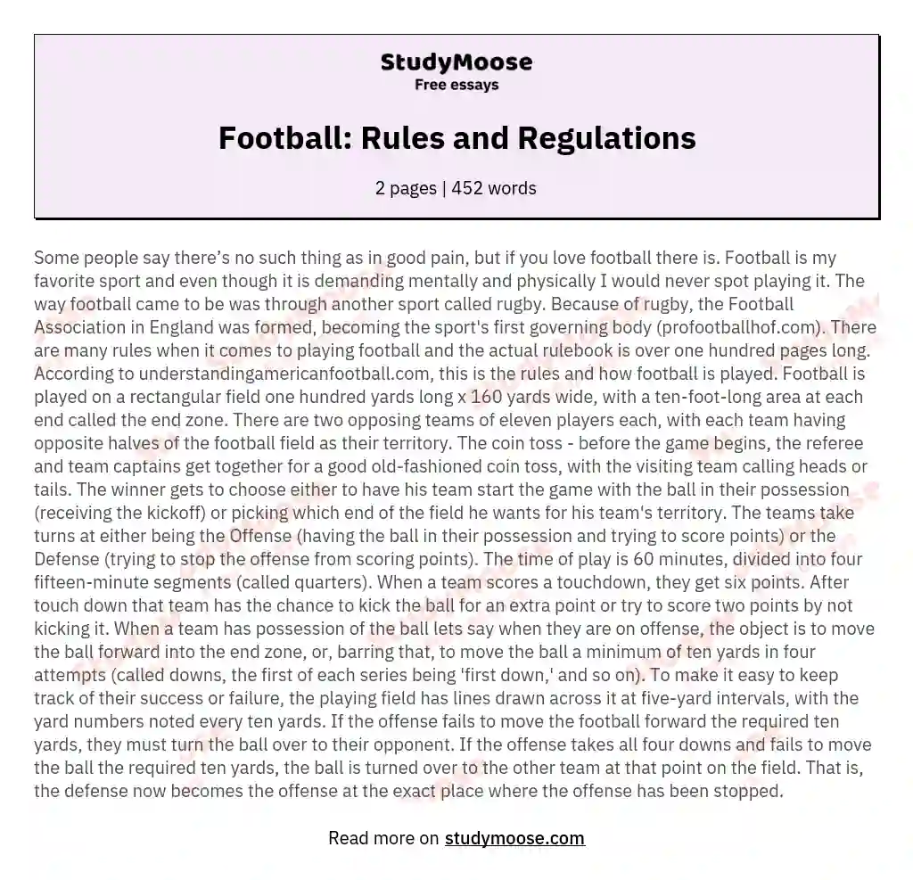 Football: Rules and Regulations