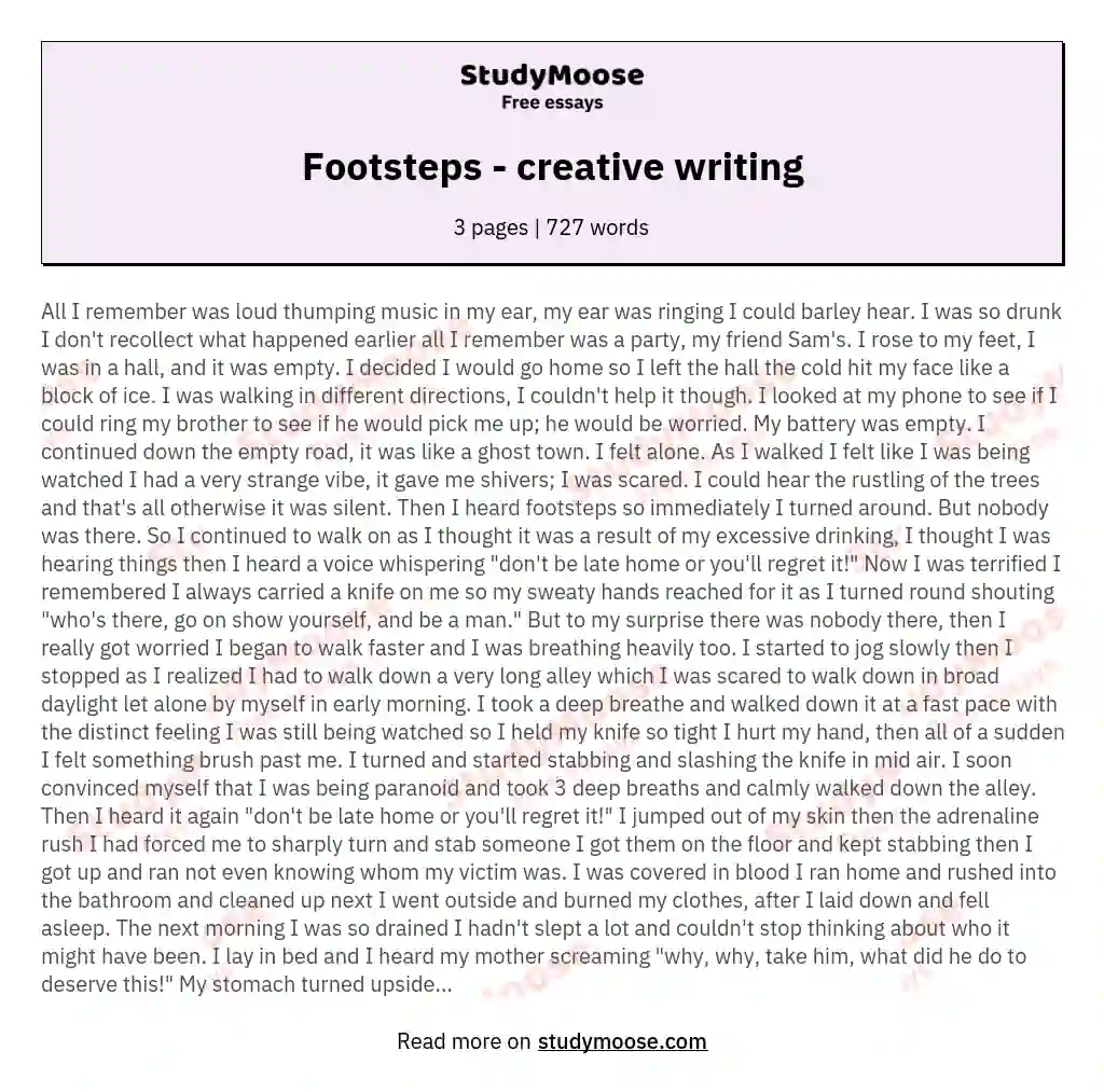 Footsteps - creative writing essay